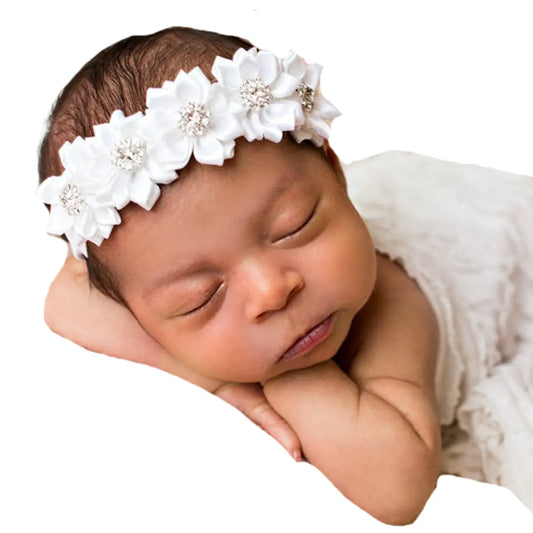 Bloomposh White Baby Hairband – Handmade Bow for Girls