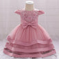 "Elegant Floral Lace Christening & Birthday Dress"