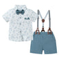 YALLET Toddler Baby Boy Outfits 1-5T Boys Suits Gentleman Short Sleeve Button Shirts+Bowtie+Suspender Shorts Formal Clothes