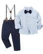 "Boys Formal Outfit – Polka Dot Shirt with Bow Tie, Suspenders & Pants"