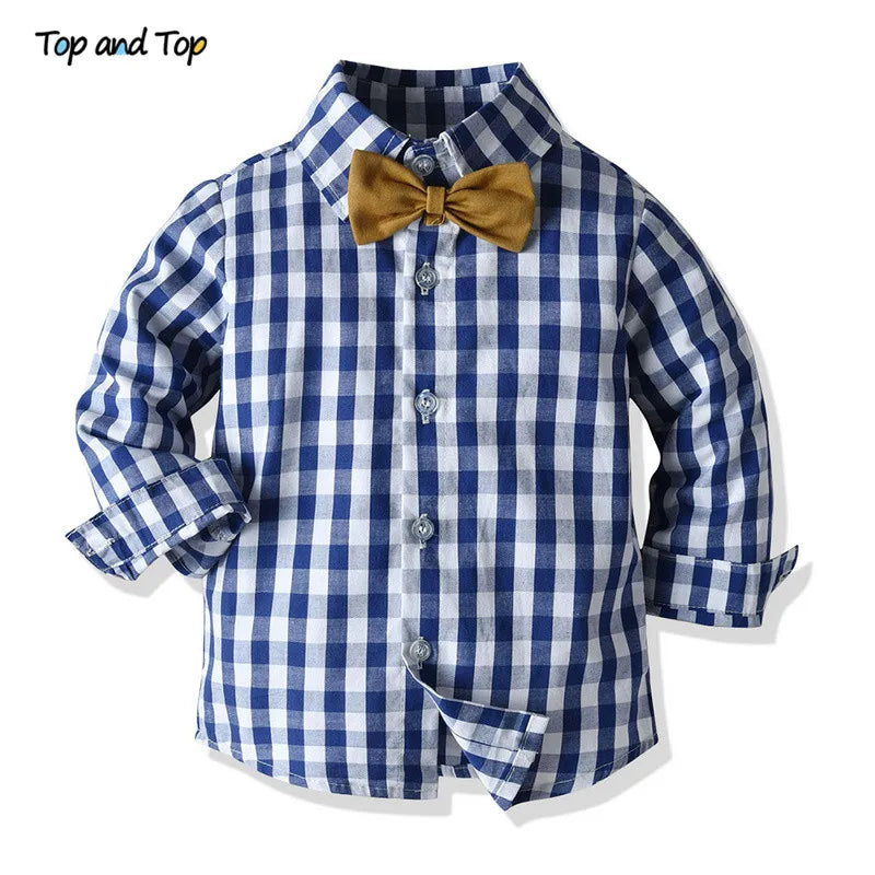 Top and Top Baby Boy Gentleman Outfit – 3-Piece Plaid Vest Set for 0–6Y