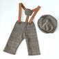 Newborn Boy Photo Outfit – Romper, Hat & Suspenders Set