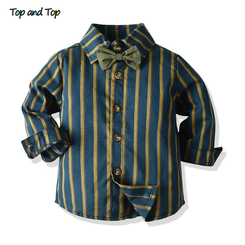 Formal Outfit for Baby Boys – Striped Shirt & Suspender Trousers Set
