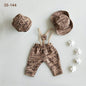 Newborn Boy Photo Outfit – Romper, Hat & Suspenders Set