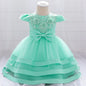"Elegant Floral Lace Christening & Birthday Dress"