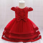 "Elegant Floral Lace Christening & Birthday Dress"
