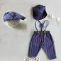 Newborn Boy Photo Outfit – Romper, Hat & Suspenders Set
