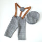 Newborn Boy Photo Outfit – Romper, Hat & Suspenders Set
