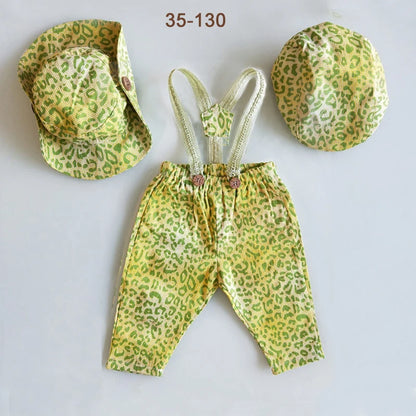 Newborn Boy Photo Outfit – Romper, Hat & Suspenders Set