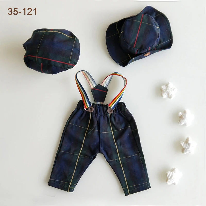 Newborn Boy Photo Outfit – Romper, Hat & Suspenders Set