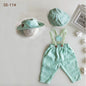 Newborn Boy Photo Outfit – Romper, Hat & Suspenders Set