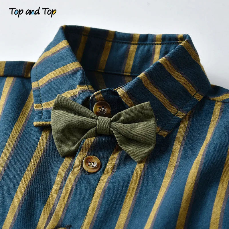 Formal Outfit for Baby Boys – Striped Shirt & Suspender Trousers Set