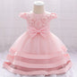 "Elegant Floral Lace Christening & Birthday Dress"