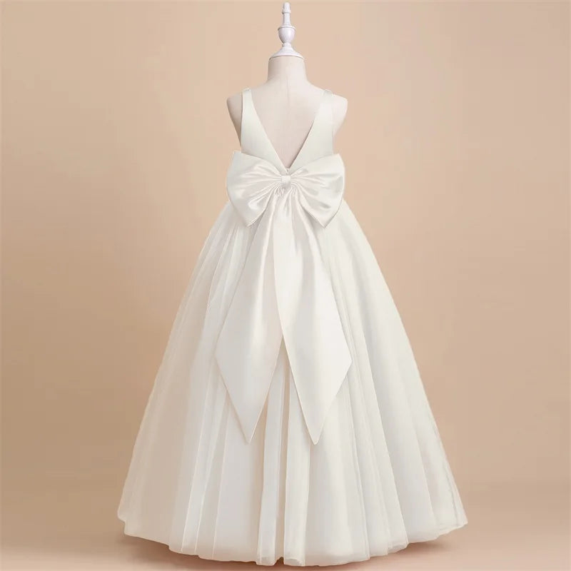 Vestido de Ceremonia para Niña con Lazo Grande