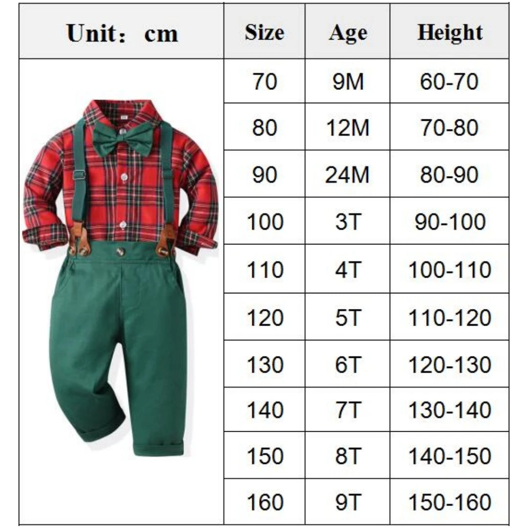 Toddler Boy Christmas Clothing Set – Dress Shirt & Suspender Pants