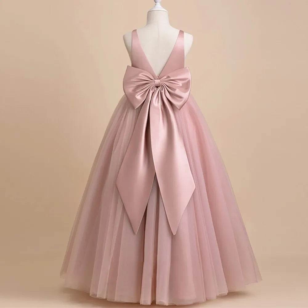 Vestido de Ceremonia para Niña con Lazo Grande