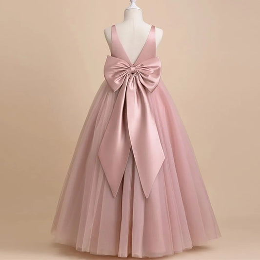 Vestido de Ceremonia para Niña con Lazo Grande