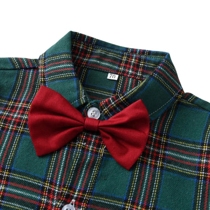 Toddler Boy Christmas Clothing Set – Dress Shirt & Suspender Pants