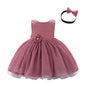 Dressy Daisy Baby Girls Special Occasion Dresses Wedding Flower Girl Christmas Party Fancy Ball Gown with Headband Size 9-12 Months Rose Pink