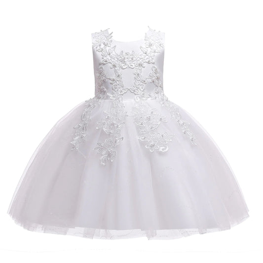 "White Lace Flower Girl Dress – Elegant Baptism, Communion & Special Occasion Gown"
