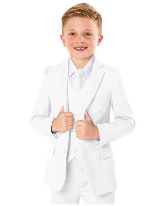 Bloomposh Boys’ Formal Suit – 5-Piece White Set for Special Occasions