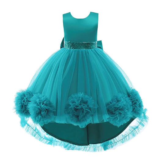 Dressy Daisy Toddler Girls Special Occasion Wedding Flower Girl Dress Fancy High Low Pageant Ball Gown Size 3T 4T Teal Green