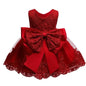 Bloomposh Baby Girl Party Dress – Elegant Red Lace with Bow